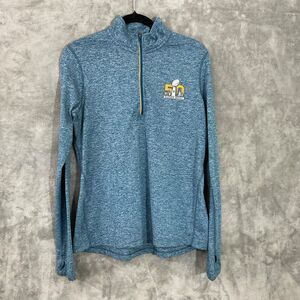 NFL Team Apparel Nike Dri-Fit Women's L Super Bowl 50 1/4 Zip Pullover Top Blue